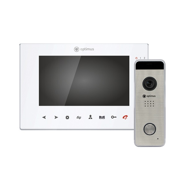 Комплект видеодомофона Optimus VMH-7.1 белый + DSH-1080 серебро v.1