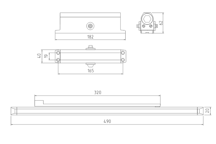 Доводчик НОРА-М 440 Slider ISPARUS (от 70 до 130кг) графит, со скользящей тягой